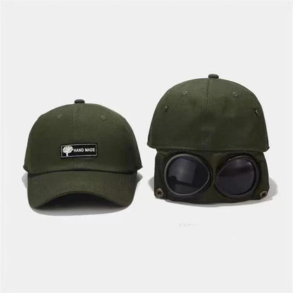 Army Green Stylish Aviator Goggle Baseball Cap - Unisex Outdoor Cotton Sun Hat - Image 4