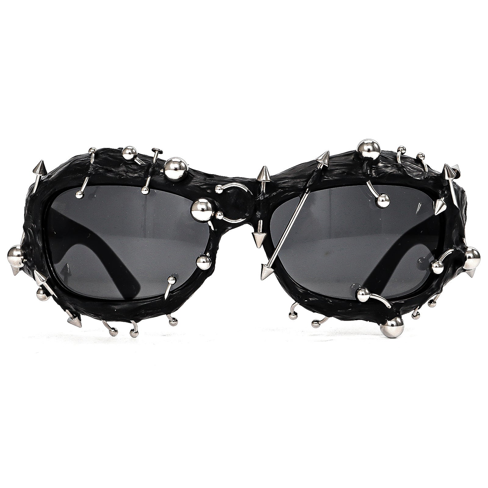 Pink Edgy Punk Rock Spiked Sunglasses - Statement Goth Studded Eyewear - Image 4