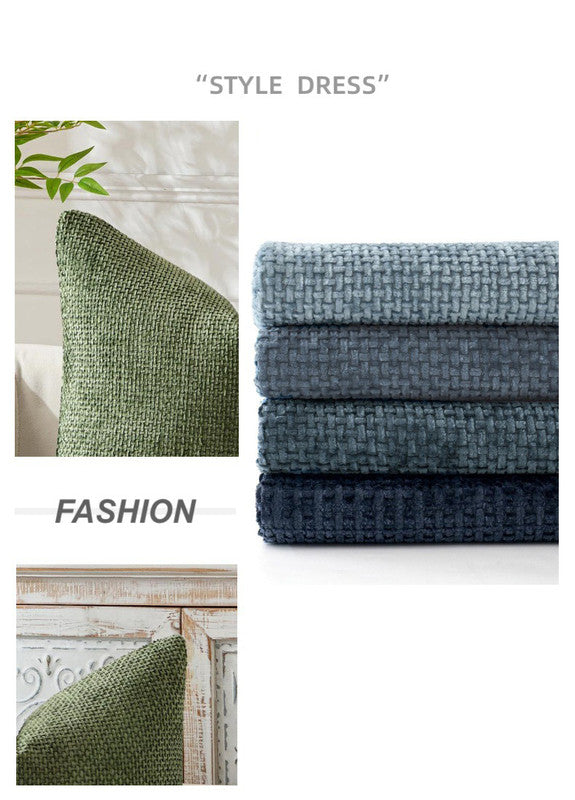Brown Plush Chenille Cushion Covers Set of 2 - Soft Textured Decorative Throw Pillow Cases for Sofa Couch, 45x45cm - Image 6
