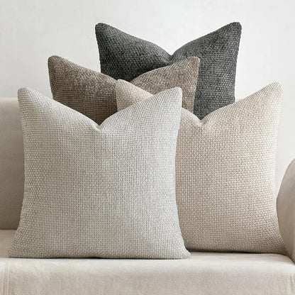 Yellow Plush Chenille Cushion Covers Set of 2 - Soft Textured Decorative Throw Pillow Cases for Sofa Couch, 45x45cm - Image 3