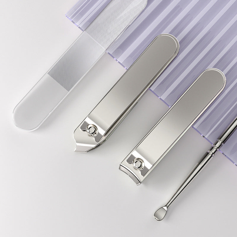 2 Sets Purple Portable 4-Piece Manicure Set - Compact Nail Grooming Kit with Stainless Steel Clippers, File & Stylish Case - Image 3