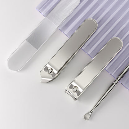 2 Sets Purple Portable 4-Piece Manicure Set - Compact Nail Grooming Kit with Stainless Steel Clippers, File & Stylish Case - Image 3