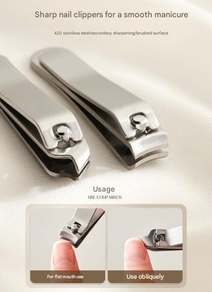 Beige Compact 7-Piece Manicure Set - Stainless Steel Nail Grooming Kit with Stylish Travel Case - Image 5
