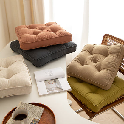 Tea Green Soft And Thick Seat Cushion - Cotton Linen Blend Chair Pad with Ties - 43x43cm - Image 2