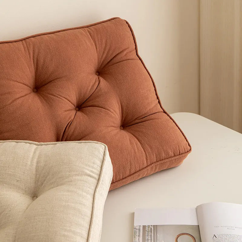 Brown Soft And Thick Seat Cushion - Cotton Linen Blend Chair Pad with Ties - 43x43cm - Image 4