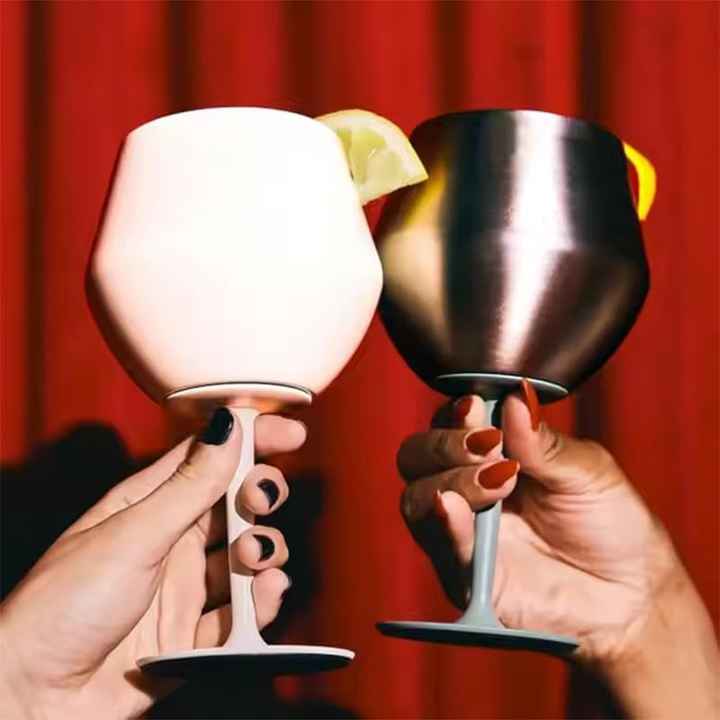 2 Pcs Black Detachable Stainless Steel Wine Glass - 14oz (420ml) Portable Stemmed Goblet for Outdoors & Travel - Image 6