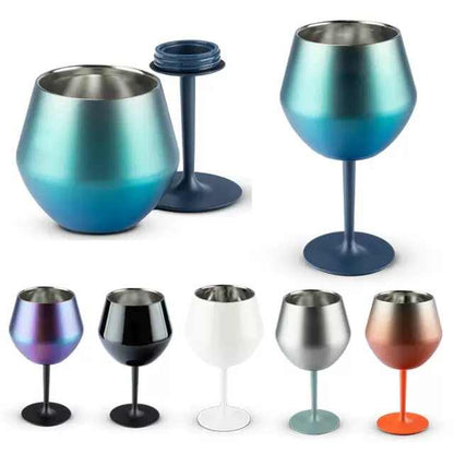 2 Pcs White Detachable Stainless Steel Wine Glass - 14oz (420ml) Portable Stemmed Goblet for Outdoors & Travel - Image 2