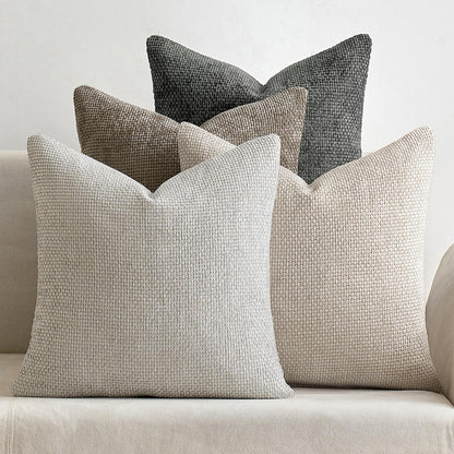 Light Blue Plush Chenille Cushion Covers Set of 2 - Soft Textured Decorative Throw Pillow Cases for Sofa Couch, 45x45cm - Image 3
