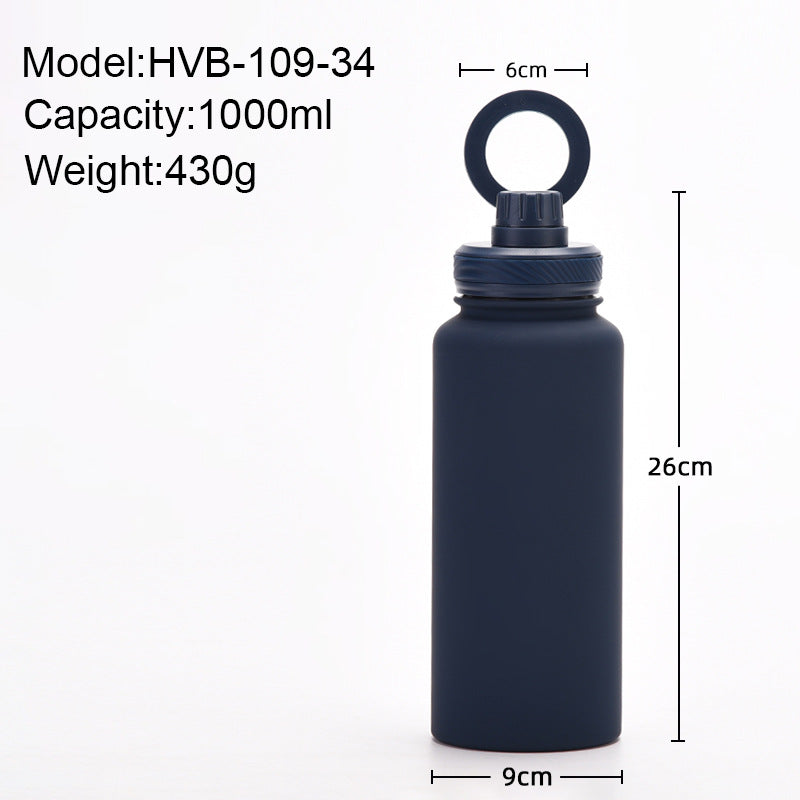 Purple 1L Stainless Steel Water Bottle with Magnetic Phone Holder Lid - Portable Hydration & Hands-Free Stand - Image 7