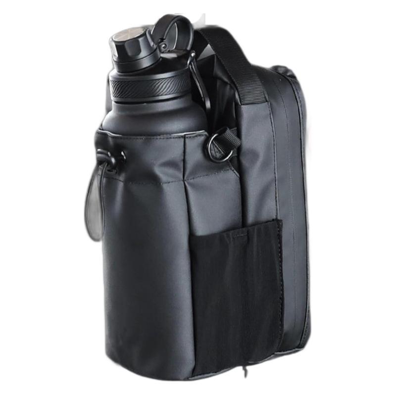 Black Magnetic Gym Water Bottle Holder Bag - Crossbody Sling Pouch for Essentials - Image 2