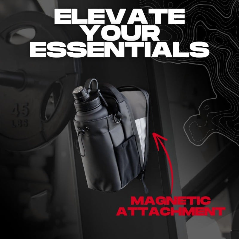 Black Magnetic Gym Water Bottle Holder Bag - Crossbody Sling Pouch for Essentials - Image 3