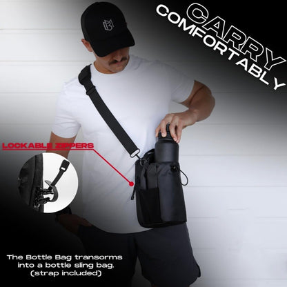 Black Magnetic Gym Water Bottle Holder Bag - Crossbody Sling Pouch for Essentials - Image 4