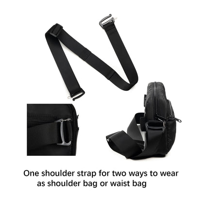 Black Stylish Quilted Belt Bag - Lightweight Nylon Crossbody Fanny Pack  - Image 3