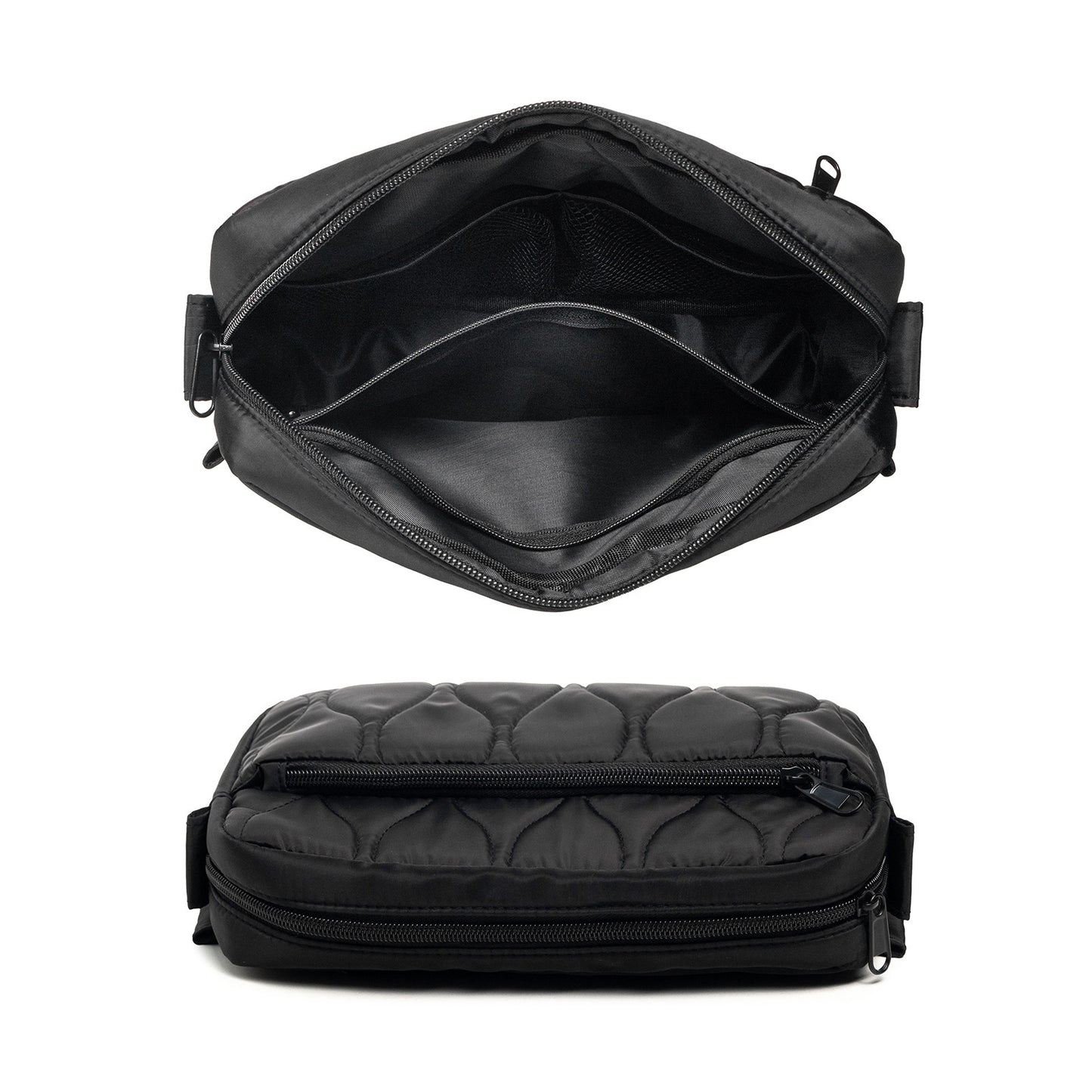 Black Stylish Quilted Belt Bag - Lightweight Nylon Crossbody Fanny Pack  - Image 5