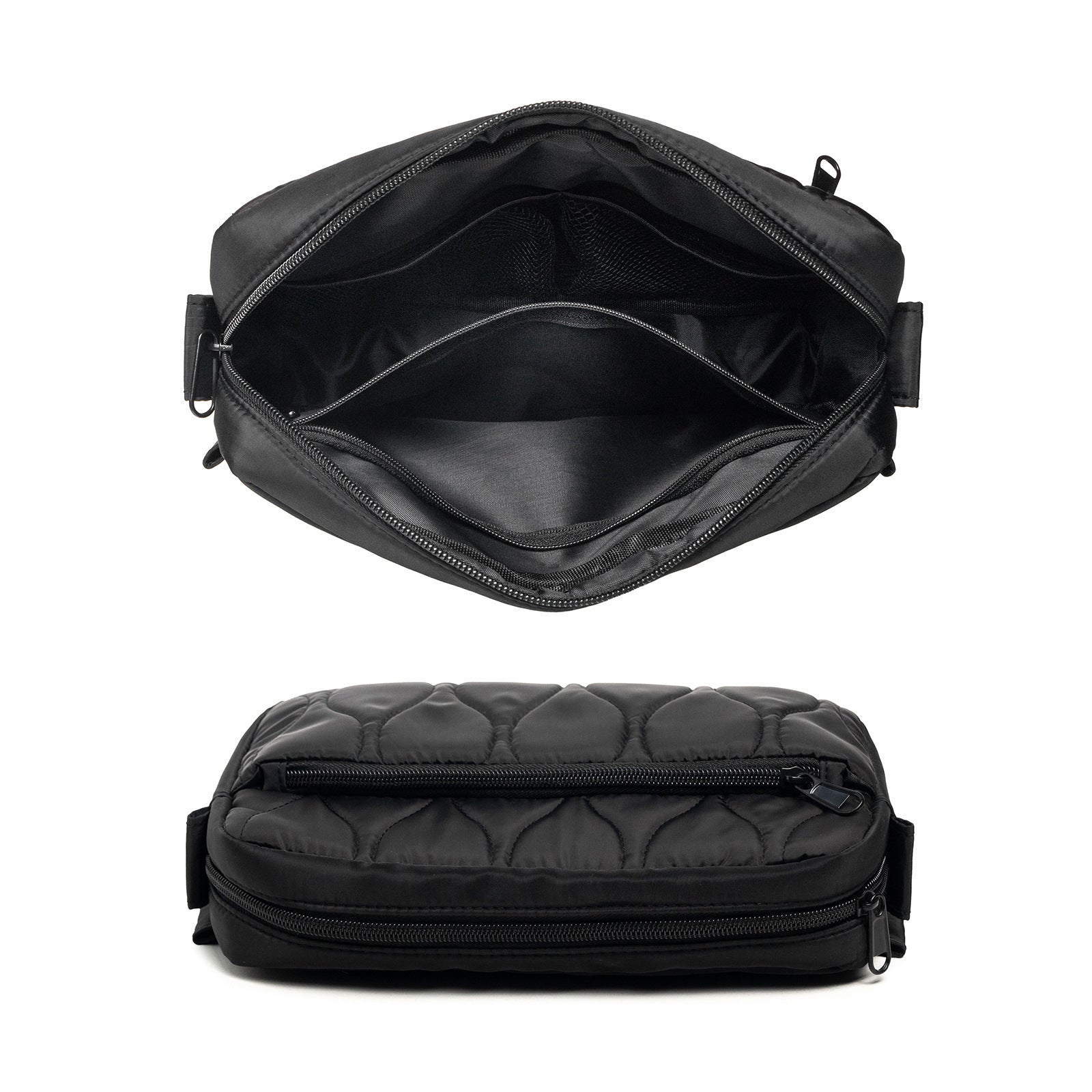 Black Stylish Quilted Belt Bag - Lightweight Nylon Crossbody Fanny Pack  - Image 5