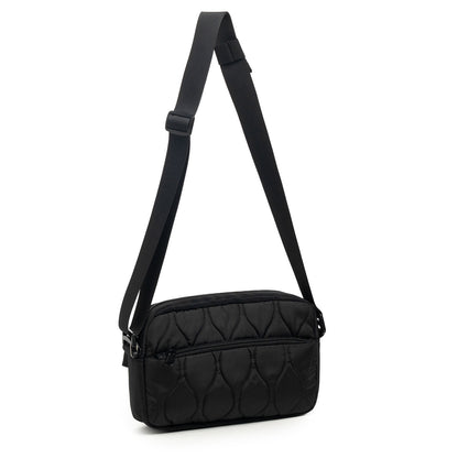 Black Stylish Quilted Belt Bag - Lightweight Nylon Crossbody Fanny Pack  - Image 7