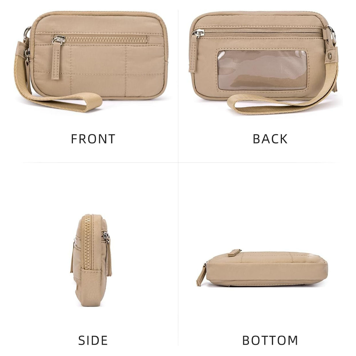 Green RFID Blocking Nylon Wristlet Clutch Wallet - Compact Waterproof Pouch with Card Slots & ID Window - Image 3