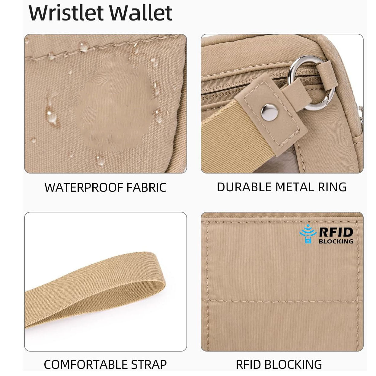 Pink RFID Blocking Nylon Wristlet Clutch Wallet - Compact Waterproof Pouch with Card Slots & ID Window - Image 6