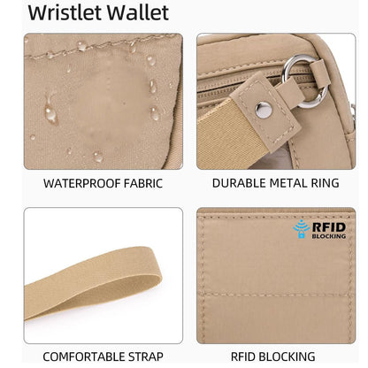 Pink RFID Blocking Nylon Wristlet Clutch Wallet - Compact Waterproof Pouch with Card Slots & ID Window - Image 6
