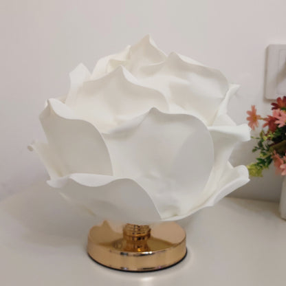 White Elegant Lotus Flower Table Lamp - Decorative Bedside Night Light for Bedroom Ambiance - Image 2