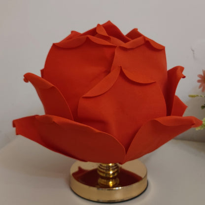 Red Elegant Lotus Flower Table Lamp - Decorative Bedside Night Light for Bedroom Ambiance - Image 2