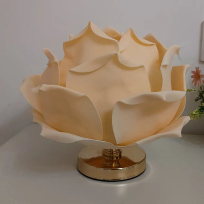 Champagne Elegant Lotus Flower Table Lamp - Decorative Bedside Night Light for Bedroom Ambiance - Image 2