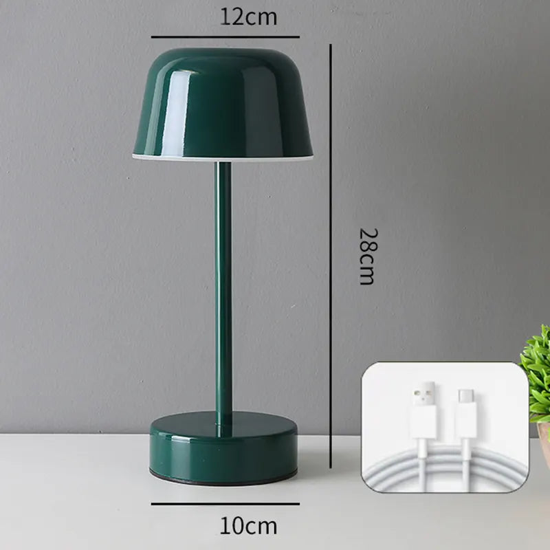 Dark Green Modern Minimalist LED Table Lamp - Rechargeable Touch Control Desk Light