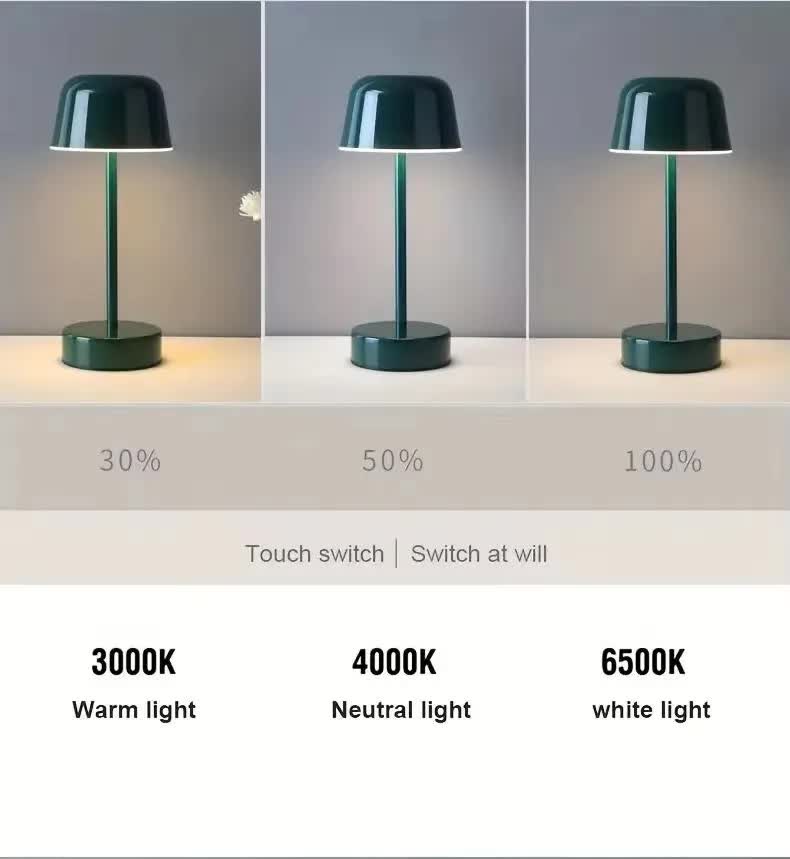 Dark Green Modern Minimalist LED Table Lamp - Rechargeable Touch Control Desk Light - Image 7
