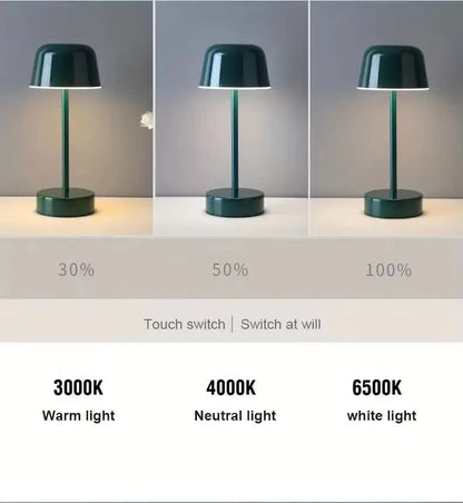 Dark Green Modern Minimalist LED Table Lamp - Rechargeable Touch Control Desk Light - Image 7