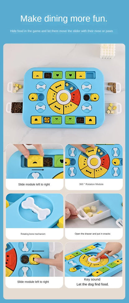 Blue Advanced Interactive Dog Puzzle Toy - Multi-Mechanism Treat Dispensing Slow Feeder for Mental Enrichment - Image 7