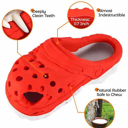 Size S Yellow Tough Slipper Dog Chew Toy - Natural Rubber Treat Dispenser & Teeth Cleaner for Interactive Play & Boredom Relief - Image 3