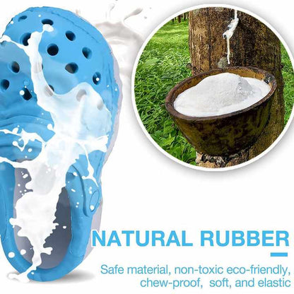 Size L Blue Tough Slipper Dog Chew Toy - Natural Rubber Treat Dispenser & Teeth Cleaner for Interactive Play & Boredom Relief - Image 2