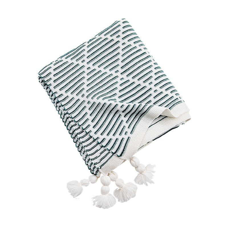 Black and Beige Diamond Pattern Soft Cozy Knit Throw Blanket with Tassels - Geometric Pattern Lightweight Acrylic Blanket for Sofa Couch Bed, 130x150cm - Image 7