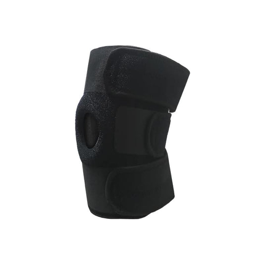 Black Adjustable Knee Brace Support (Pair) with Dual Spring Stabilizers & Patella Gel Pad - Non-Slip for Sports Running Hiking