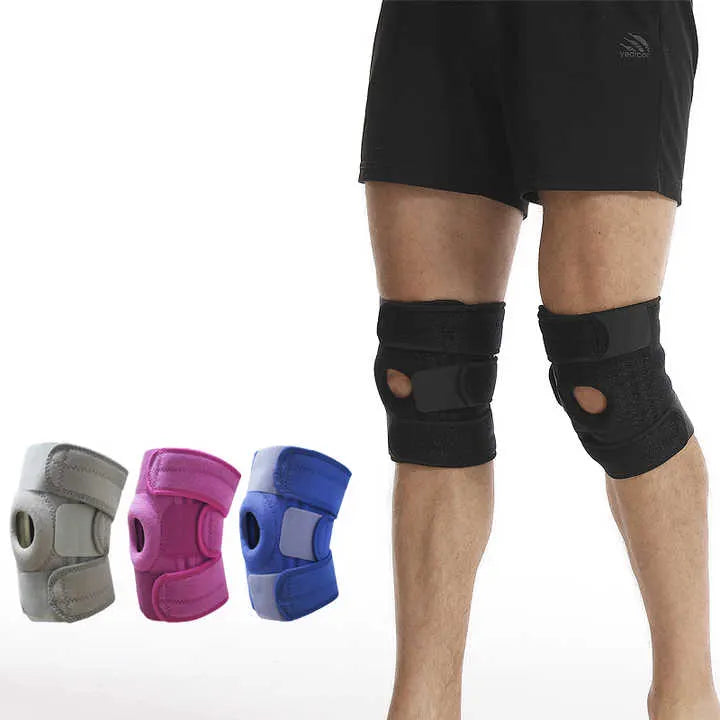 Black Adjustable Knee Brace Support (Pair) with Dual Spring Stabilizers & Patella Gel Pad - Non-Slip for Sports Running Hiking - Image 3