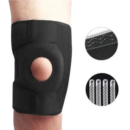 Black Adjustable Knee Brace Support (Pair) with Dual Spring Stabilizers & Patella Gel Pad - Non-Slip for Sports Running Hiking - Image 4
