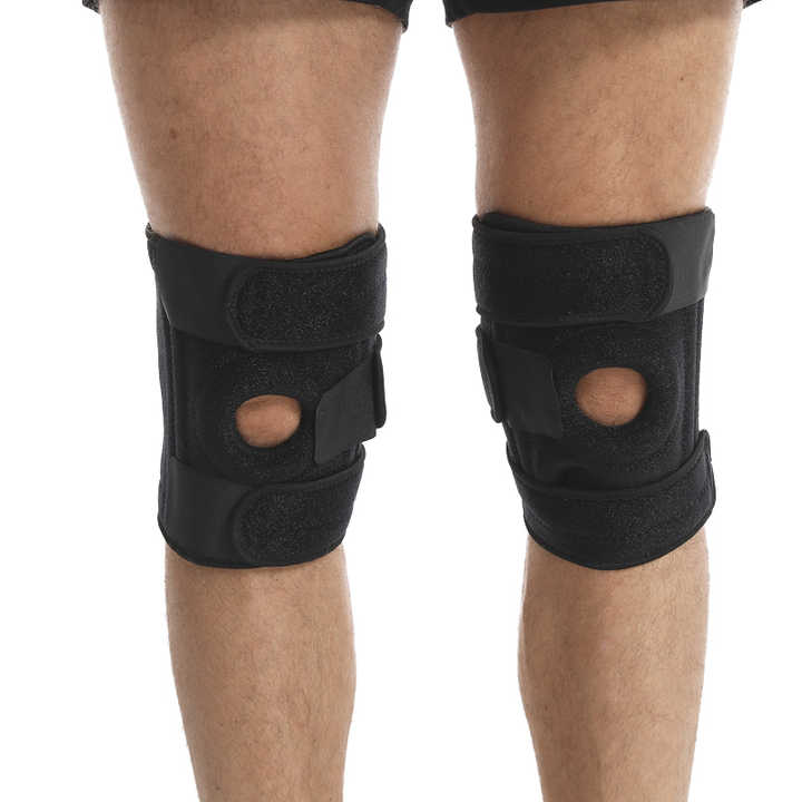 Black Adjustable Knee Brace Support (Pair) with Dual Spring Stabilizers & Patella Gel Pad - Non-Slip for Sports Running Hiking - Image 8