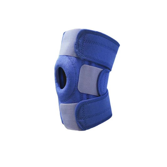 Blue Adjustable Knee Brace Support (Pair) with Dual Spring Stabilizers & Patella Gel Pad - Non-Slip for Sports Running Hiking