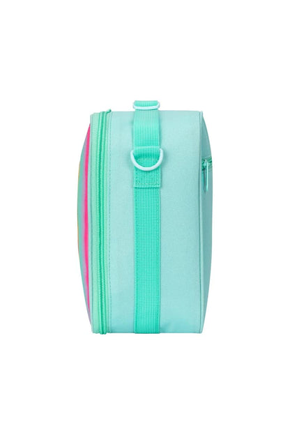 Blue Sparkling Rainbow Heart Insulated Lunch Bag for Kids - Portable School Lunch Box with Shoulder Strap - Image 6