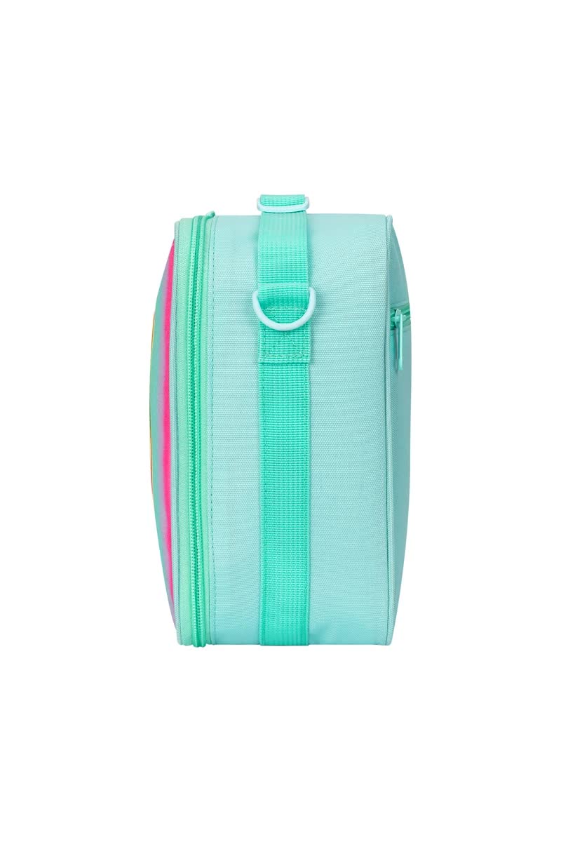 Pink Sparkling Rainbow Heart Insulated Lunch Bag for Kids - Portable School Lunch Box with Shoulder Strap - Image 6