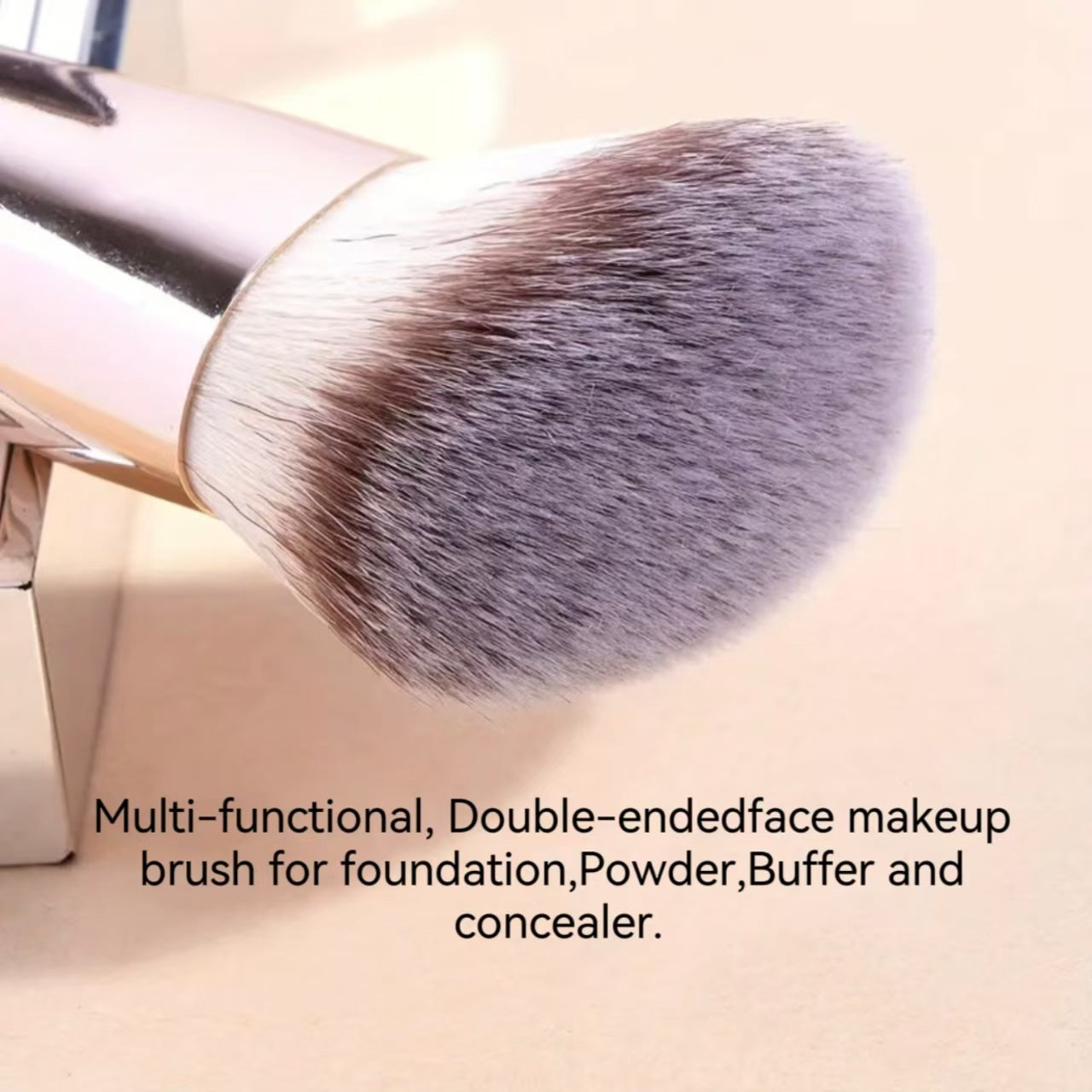 Pink and Glod Versatile 4pc Dual-Ended Makeup Brush Set - Soft Synthetic Bristles for Foundation Blush Contour Concealer - Image 6