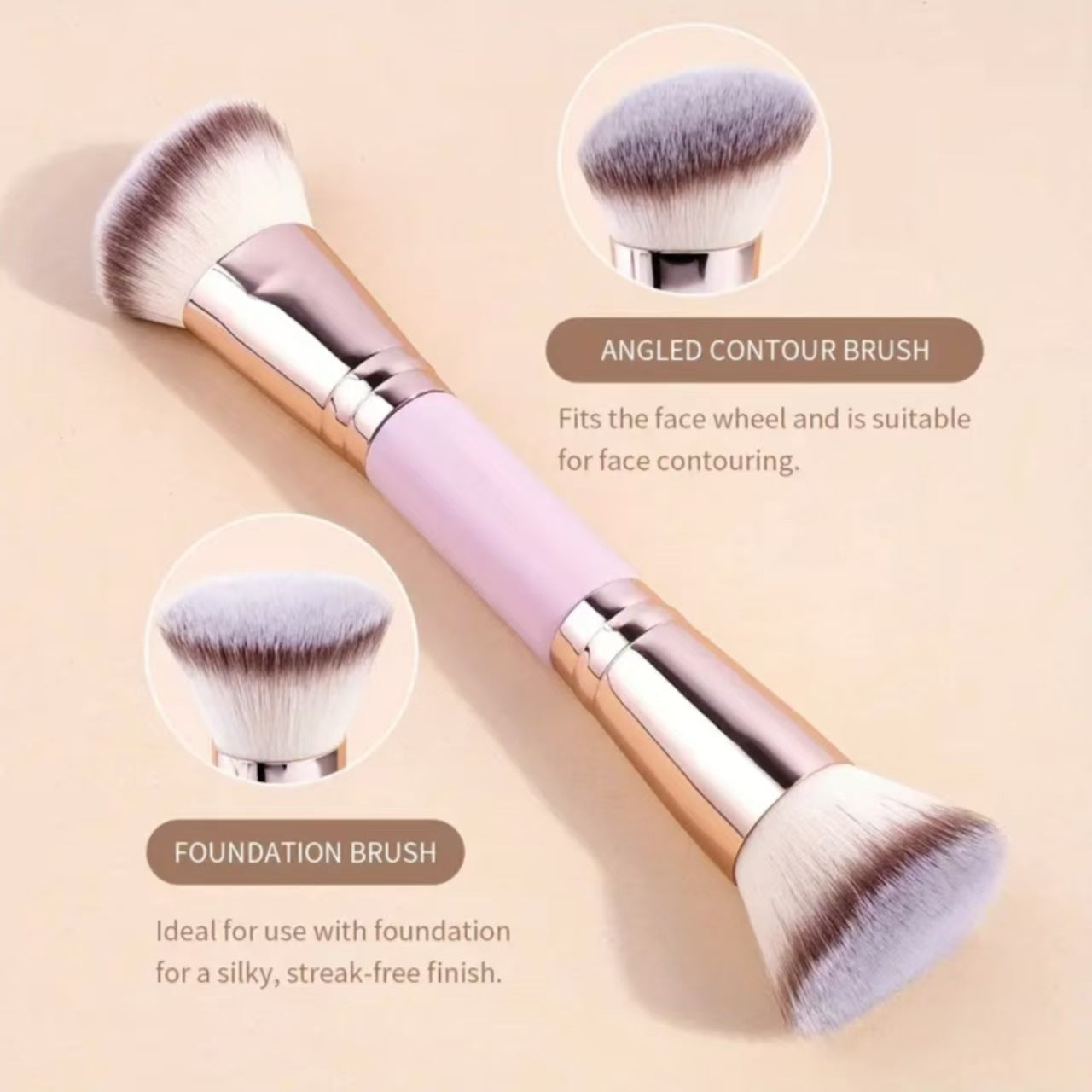Black and Glod Versatile 4pc Dual-Ended Makeup Brush Set - Soft Synthetic Bristles for Foundation Blush Contour Concealer - Image 8