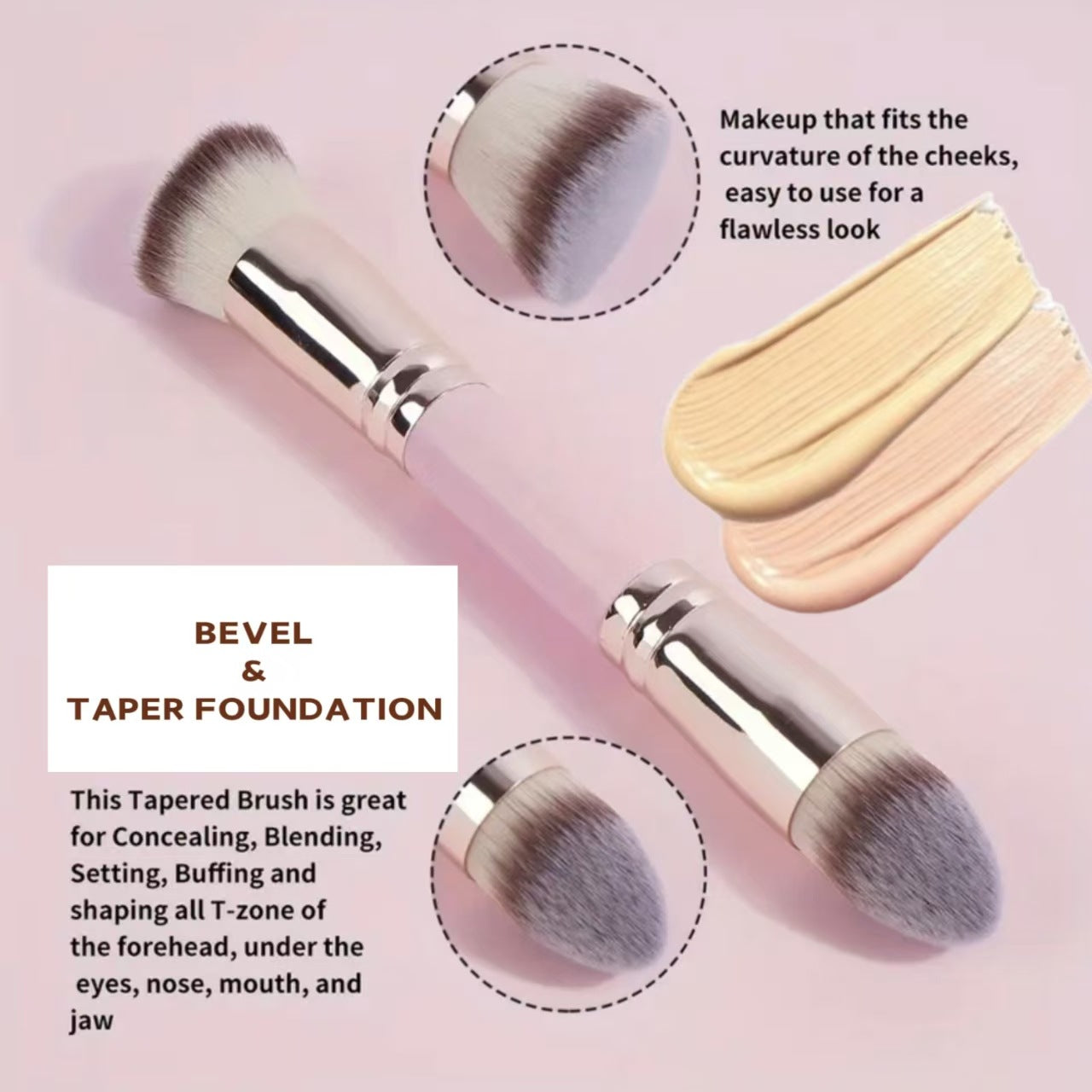 Black and Glod Versatile 4pc Dual-Ended Makeup Brush Set - Soft Synthetic Bristles for Foundation Blush Contour Concealer - Image 9