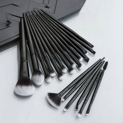 Black Complete 20-Piece Makeup Brush Set with Travel Pouch - Professional Synthetic Face & Eye Brushes Kit - Image 4