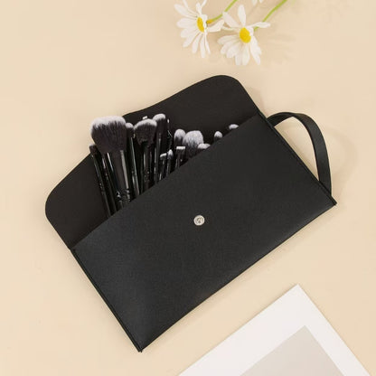 Black Complete 20-Piece Makeup Brush Set with Travel Pouch - Professional Synthetic Face & Eye Brushes Kit - Image 5