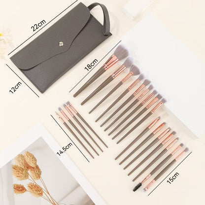 Brown and Glod Complete 20-Piece Makeup Brush Set with Travel Pouch - Professional Synthetic Face & Eye Brushes Kit - Image 2