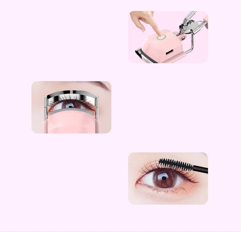 White USB-C Rechargeable Heated Eyelash Curler - Gentle Long-Lasting Lift with 2 Temperature Modes & Cute Cat Ear Design - Image 5