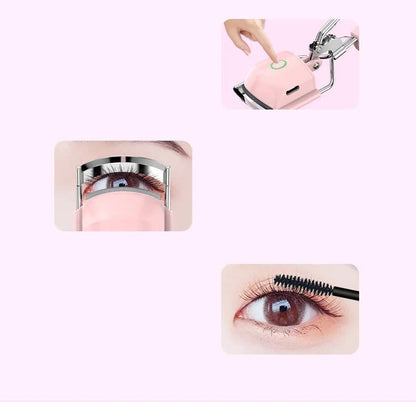 White USB-C Rechargeable Heated Eyelash Curler - Gentle Long-Lasting Lift with 2 Temperature Modes & Cute Cat Ear Design - Image 5