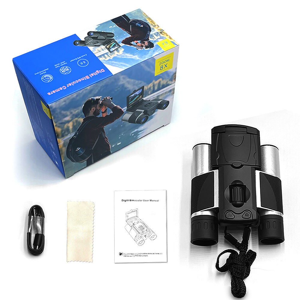 Silver and Black HD Digital Camera Binoculars 8X Zoom - Record Video & Photos with LCD Screen, Starlight Night Vision for Outdoors - Image 4