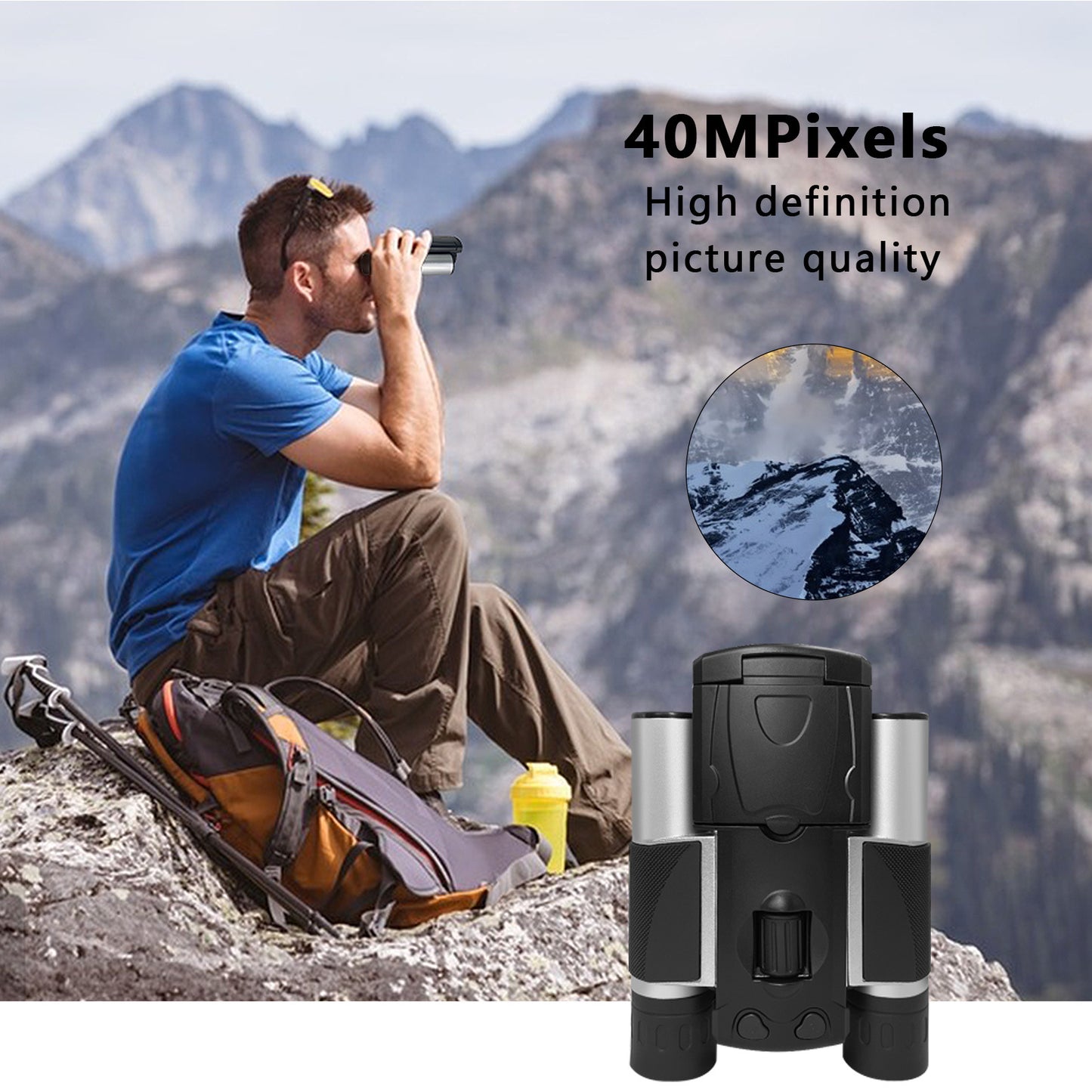 Silver and Black HD Digital Camera Binoculars 8X Zoom - Record Video & Photos with LCD Screen, Starlight Night Vision for Outdoors - Image 6